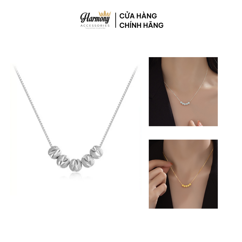 Dây chuyền vòng cổ bạc nữ mạ vàng mặt bi bạc Almira | HARMONY ACCESSORIES VC94