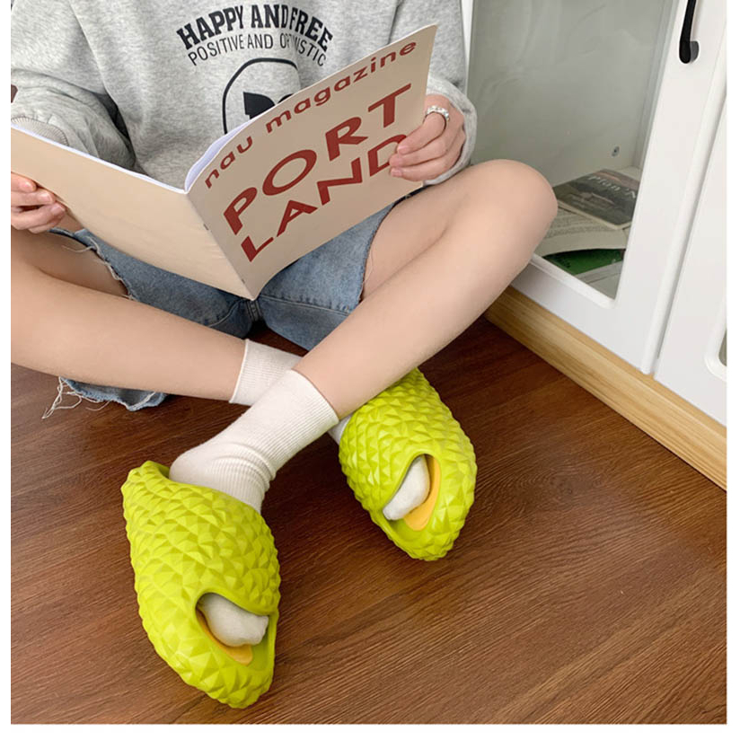 Dép bánh mì hình sầu riêng nữ chống thấm nước đế cao siêu xinh siêu cá tính - 2 màu hot trend 2023