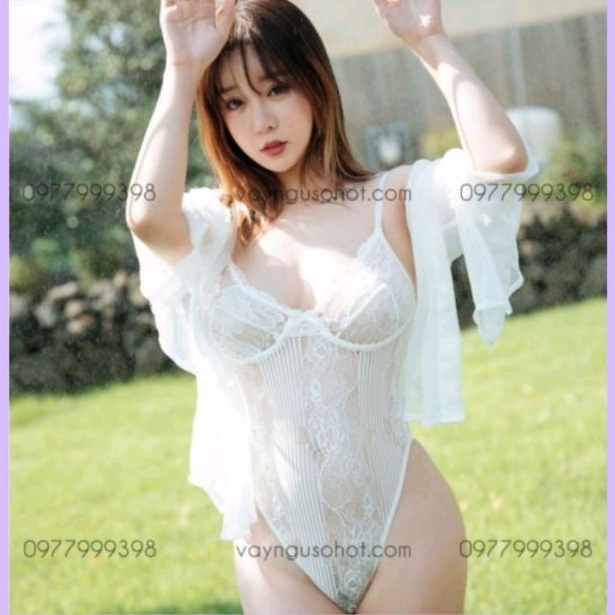 J20 bodysuit jumpsuit bộ liền thân trắng đen ren hoa sọc sexy gợi cảm