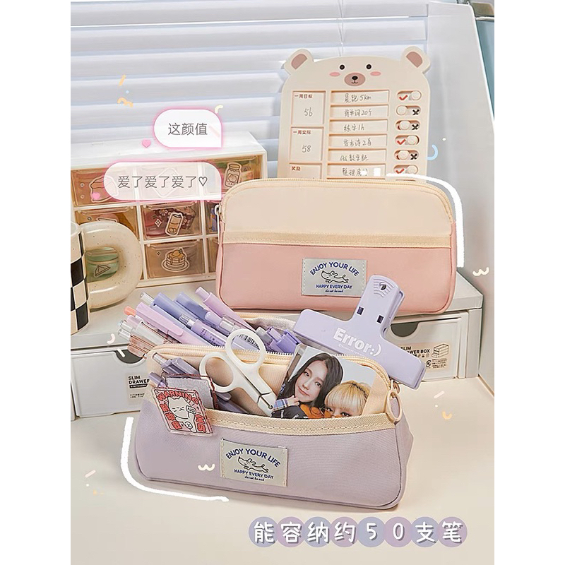 Túi Đựng Bút Vải Nhiều Ngăn Đủ Màu Siêu Bền Phong Cách Hàn Quốc Tiện Dụng