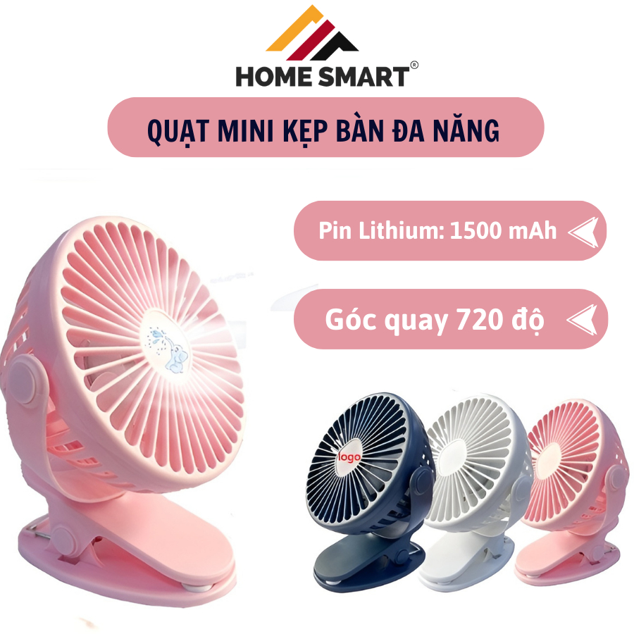 Quạt Tích Điện Để Bàn Kẹp Bàn Chắc Chắn, Quạt Mini Cầm Tay Kẹp Bàn, Quạt Mini, Xoay 720 Độ - Bảo Hành 12 Tháng