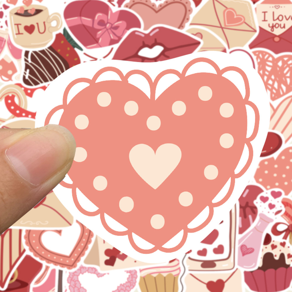 Sticker chủ đề tình yêu trái tim cute trang trí mũ bảo hiểm, guitar, ukulele, điện thoại, sổ tay, laptop-mẫu S48