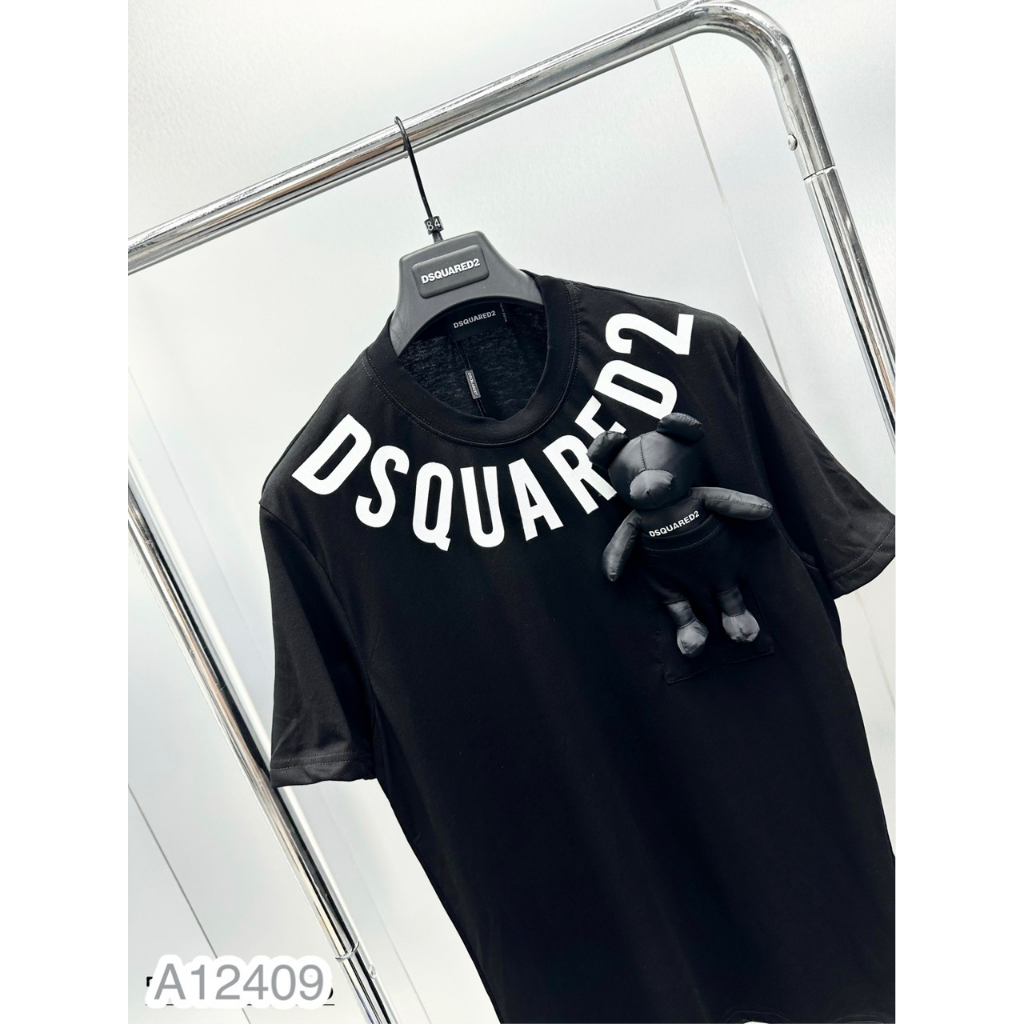 Áo Thun Nam Nữ Cotton 100% Tang Gấu In Chữ DSQ, Áo Phông Cotton Mới Nhất Hè 2023 Cho Nam Nữ