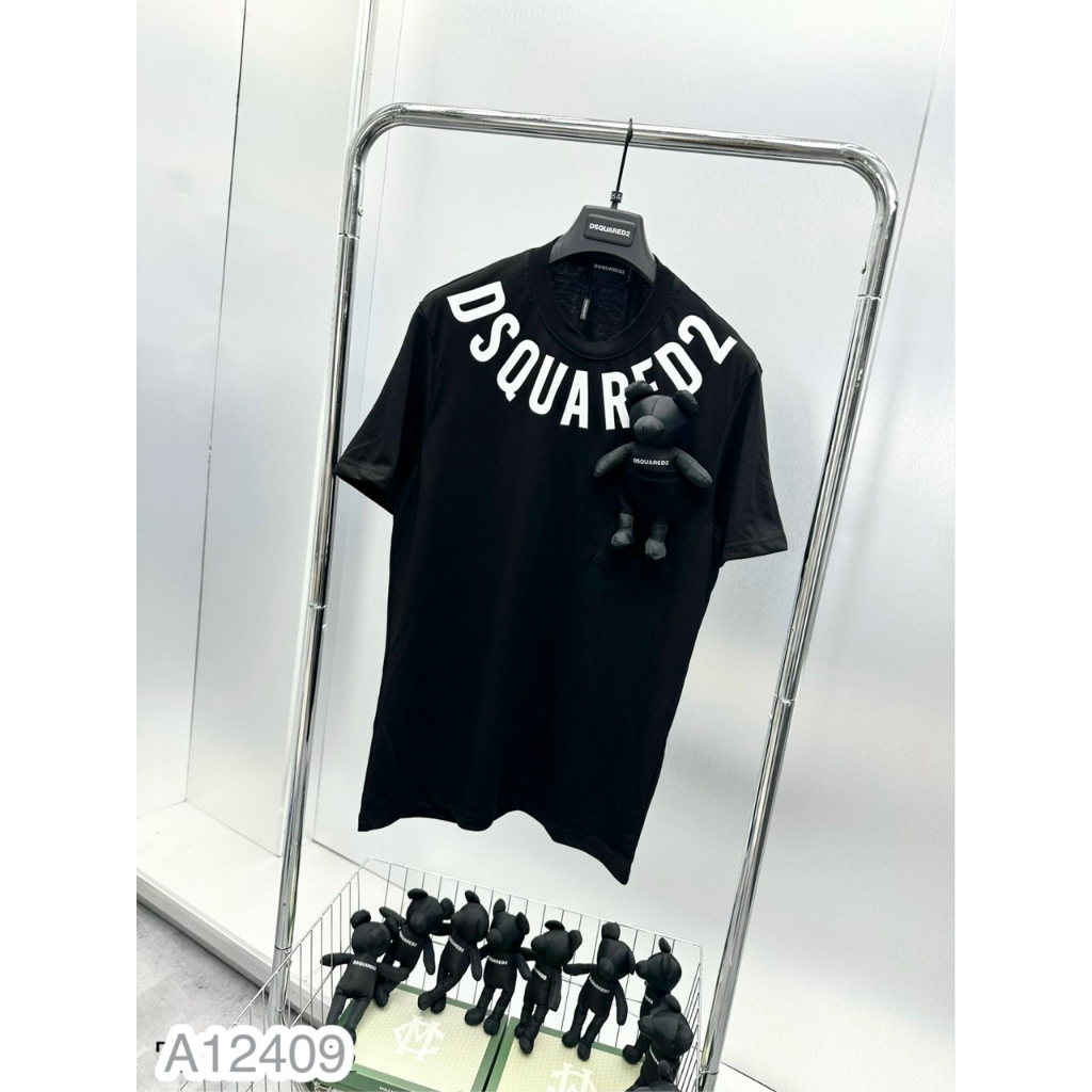 Áo Thun Nam Nữ Cotton 100% Tang Gấu In Chữ DSQ, Áo Phông Cotton Mới Nhất Hè 2023 Cho Nam Nữ