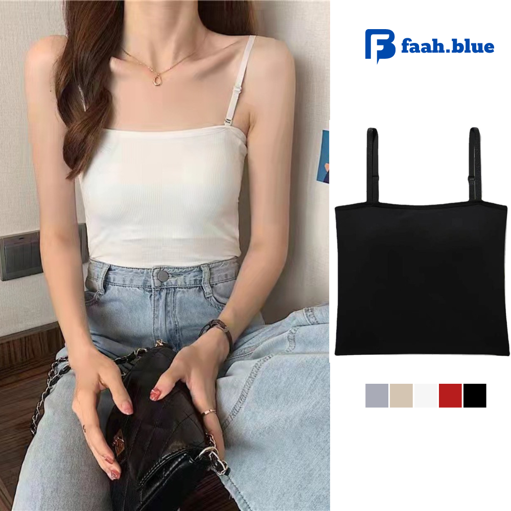 Áo hai dây nữ chất thun bozzip ôm MADELAdày dặn dây có thể điều chỉnh, Áo 2 dây nữ dài 32cm Freesize &lt;55kg