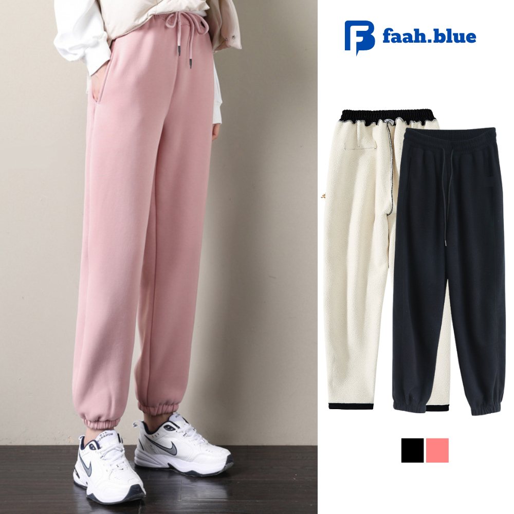 Quần Jogger Nỉ Bông Nữ Madela, Quần Dài Thu Đông Nữ Vải Nỉ Bông Form Jogger Cạp Chun Bo Gấu Thể Thao Phong Cách Hàn Quốc