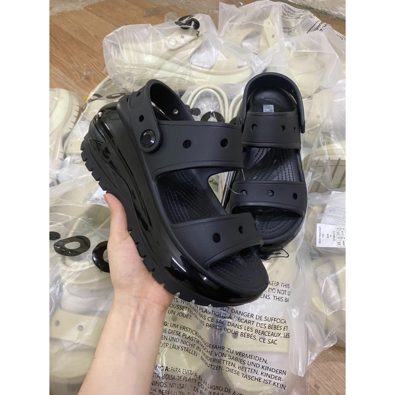 Sandal Crush Cross viền bóng đế răng cưa cao 7-8cm- tặng kèm 10 sticker xinh