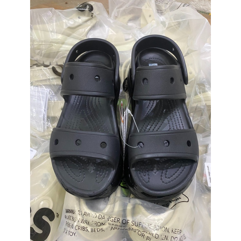Sandal Crush Cross viền bóng đế răng cưa cao 7-8cm- tặng kèm 10 sticker xinh