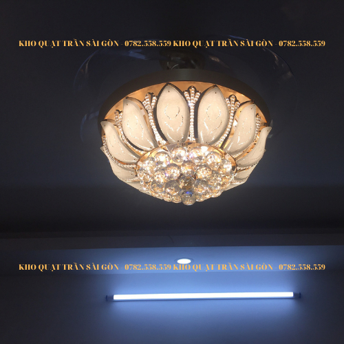 Quạt đèn trần hình cánh sen động cơ DC inventer 6 số 3 chế độ sáng trang trí phòng khách phòng ngủ phòng ăn bảo hành 10N