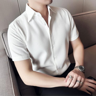 Áo sơ mi nam cộc tay màu xanh cổ vịt chất lụa satin mát mịn thấm hút mồ hôi dễ mặc dễ phối đồ