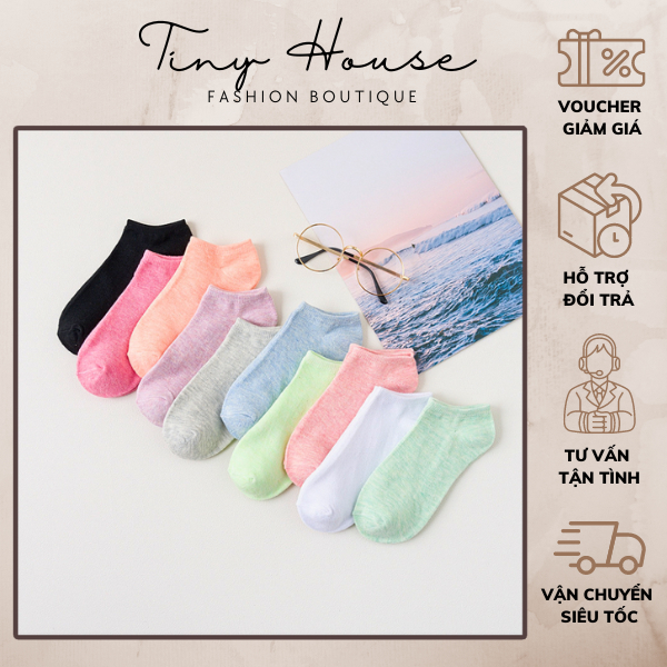 Tất nữ, vớ nữ thời trang cổ ngắn họa tiết dễ thương trơn basic đủ màu - Tiny House