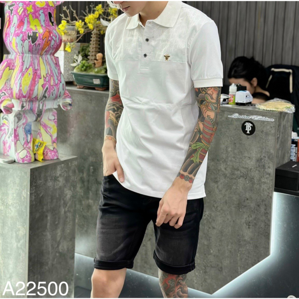 Áo Polo Nam DIO Tang Ong Sắt Phối Viền Vai Đơn Giản, Áo Thun Nam Cổ Bẻ DIO Cao Cấp