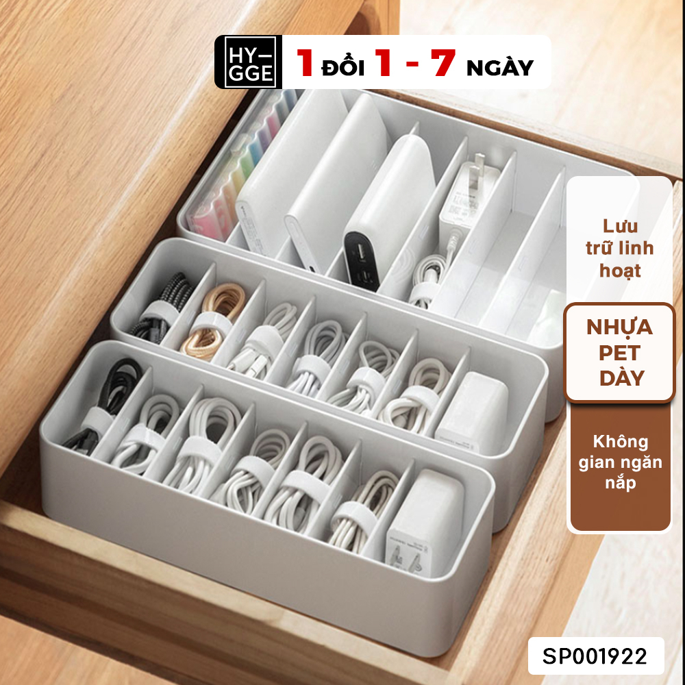 Hộp nhựa lưu trữ cáp sạc phụ kiện nhiều ngăn