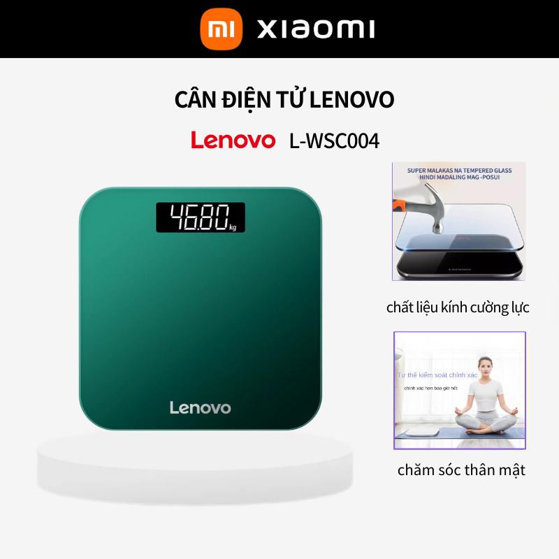 Cân điện Tử Lenovo - Cân Hiển Thị Chính Xác, Kiểm Tra Thông Số Sức Khỏe, Mặt Kính Tráng Gương Sang Trọng-MI ECO