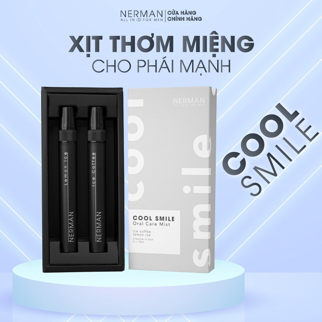 Bộ quà nam giới-KISSING BOX NERMAN - Xịt thơm miệng Cool Smile 10ml/chai &amp; Kem dưỡng t