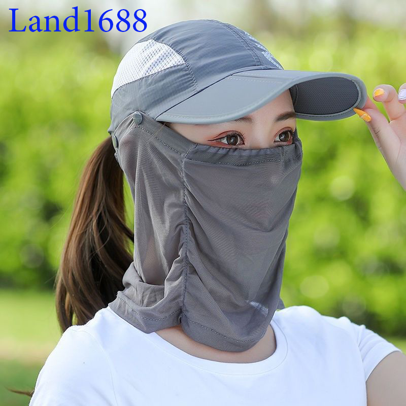 Mũ lưỡi trai kèm khăn lưới che mặt chống nắng chống tia uv đa năng-land1688