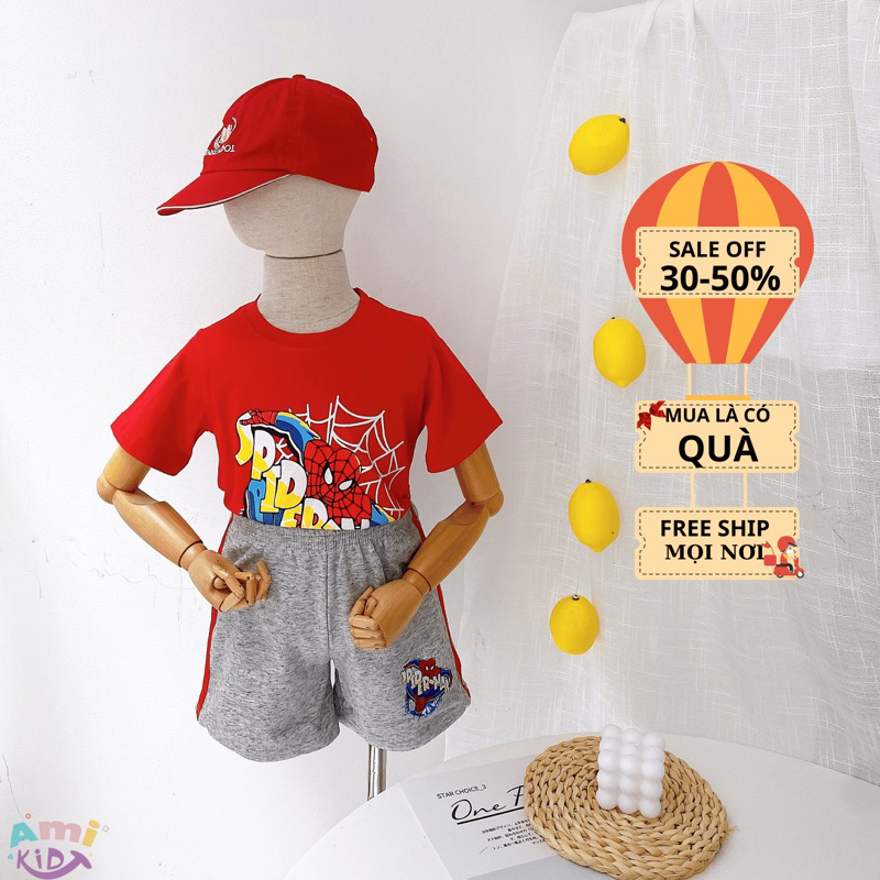 Đồ bé trai Amikids bộ ngắn tay chất liệu thun cotton co giãn 4 chiều hàng vnxk, hàng xuất khẩu cho bé (12-26kg)