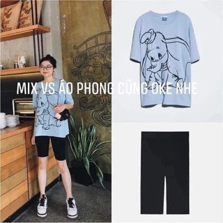 MA005 Quần legging lửng đùi nữ Rainbow cuộn tím