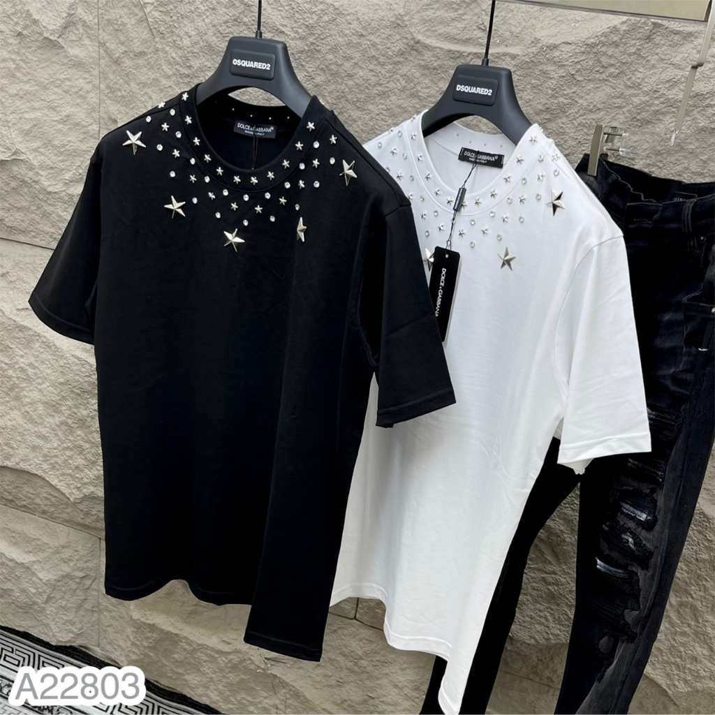 Áo Thun Nam Cotton D.G Tang Ngôi Sao Vòng Cổ, Áo Phông Nam Cotton D.G Mới Nhất Hè 2023