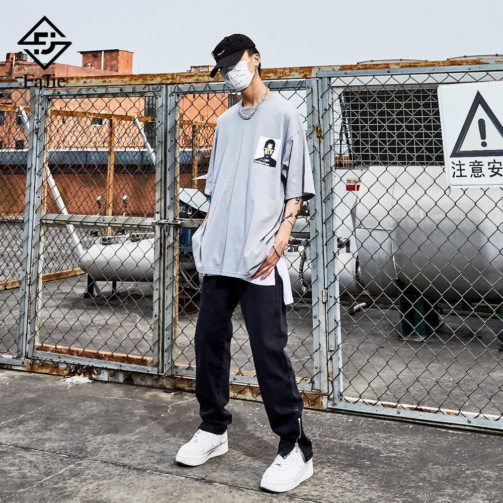 Jeans Ống Rộng Đen Thêu Chữ Đường Phố Có Zip bluuwear | BigBuy360 - bigbuy360.vn