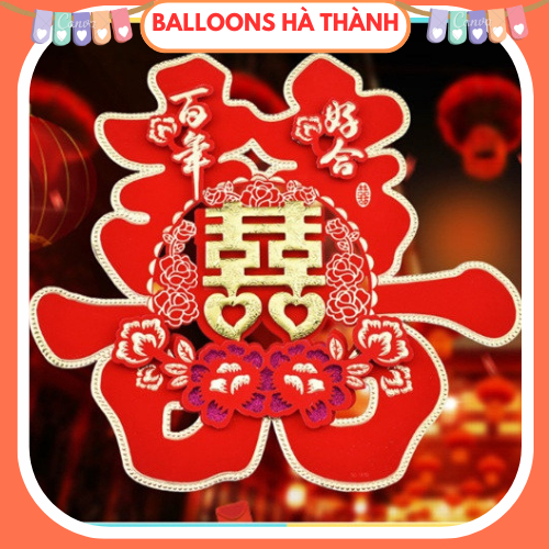 Set 2 Chữ Hỷ 3D Vải Nỉ , Chữ Hỷ 3D Trang Trí Phòng Cưới [Kèm Băng Dính]