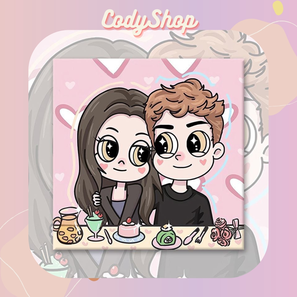 Tranh số hóa tô màu theo số Tình yêu, cặp đôi, tình bạn - Decor trang trí bàn 30x30cm Codyshop