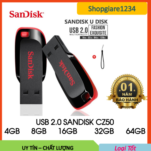 USB 2.0 Sandisk 4GB/ 8GB/ 16GB/ 32GB/ 64GB
