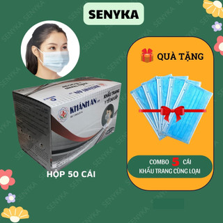 Khẩu trang kháng khuẩn y tế 4 lớp Hộp 50 Cái màu Xám Khánh An_KAKTL1