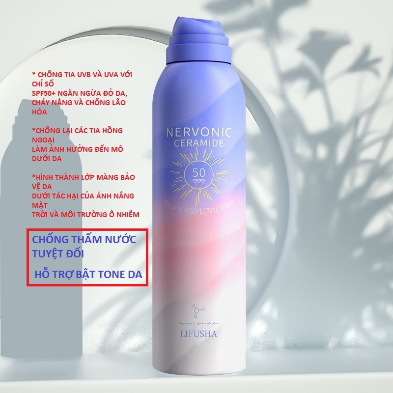 Xịt chống nắng NERVONIC 50SPF+ CHO DA DẦU không gây bí cho da