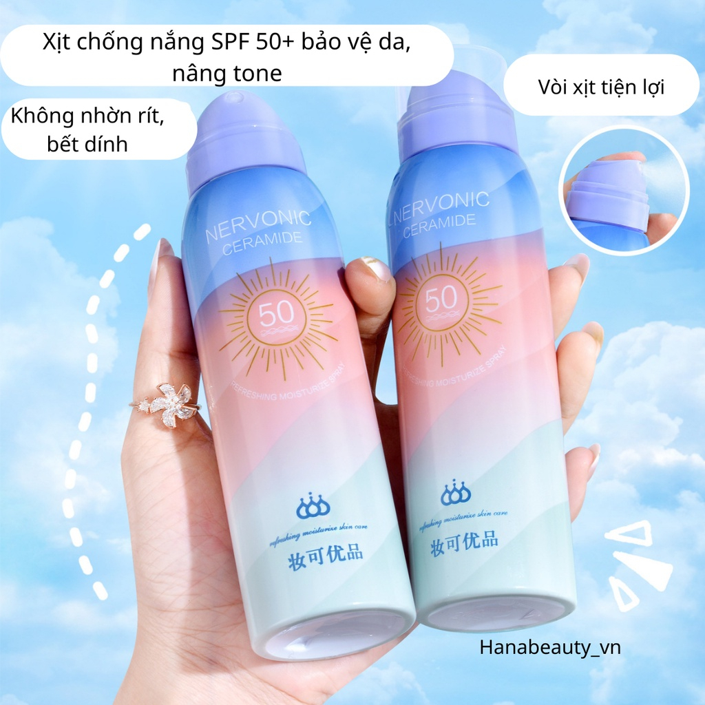 Xịt chống nắng NERVONIC 50SPF+ CHO DA DẦU không gây bí cho da