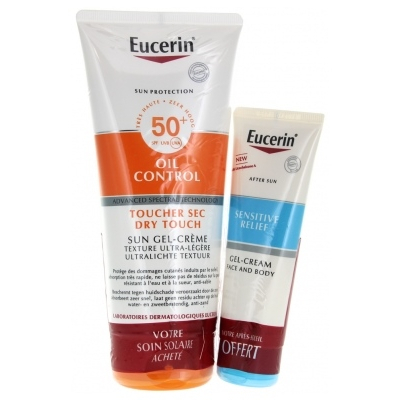 Set kem chống nắng  Eucerin Oil Control Toucher Sec Dry Touch SPF50+ 200ml tặng kem nhả nắng 50ml