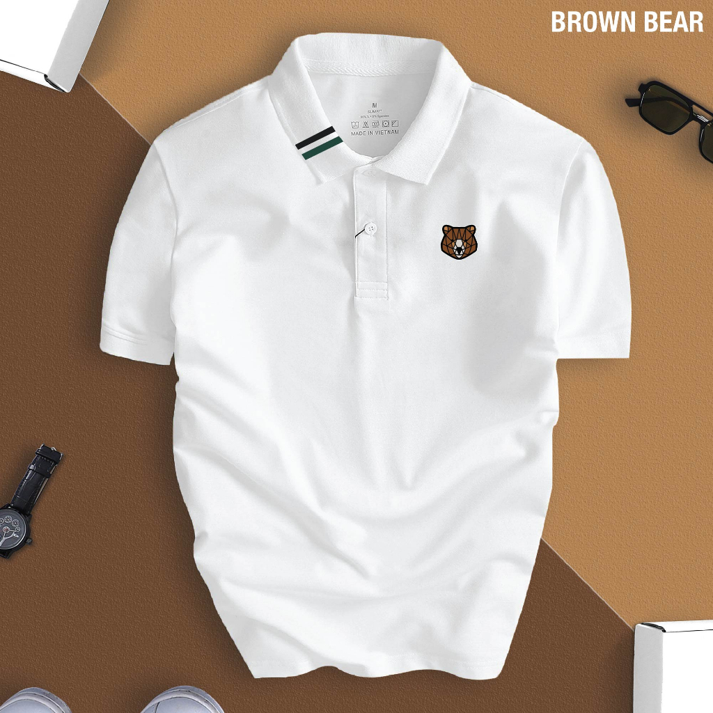 Áo Polo Gấu nâu BROWN BEAR nam nữ cổ bẻ vải xịn Unisex, trẻ trung, thanh lịch