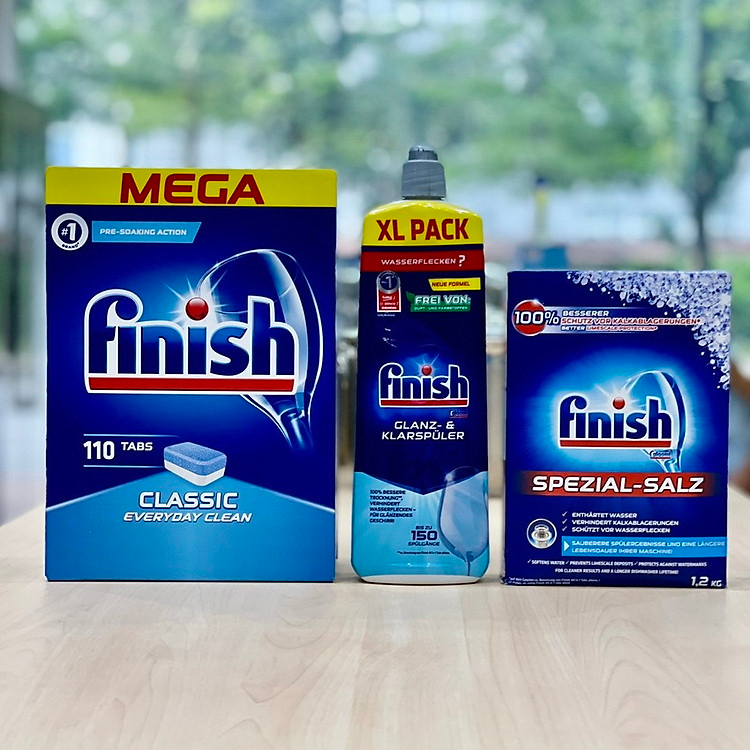 Combo Viên Rửa Chén Bát Finish Power Essential Hộp 100 Viên Rửa Sạch Hiệu Quả Nhập Khẩu Châu Âu Chính Hãng