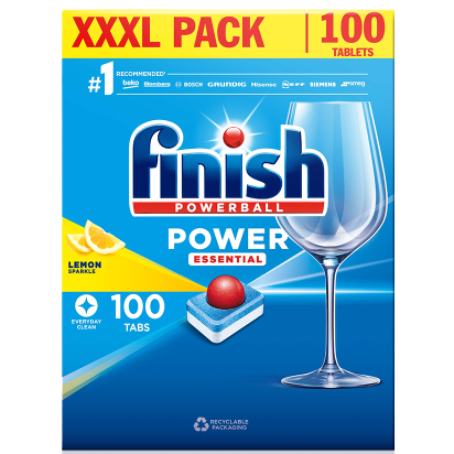 Combo Viên Rửa Chén Bát Finish Power Essential Hộp 100 Viên Rửa Sạch Hiệu Quả Nhập Khẩu Châu Âu Chính Hãng
