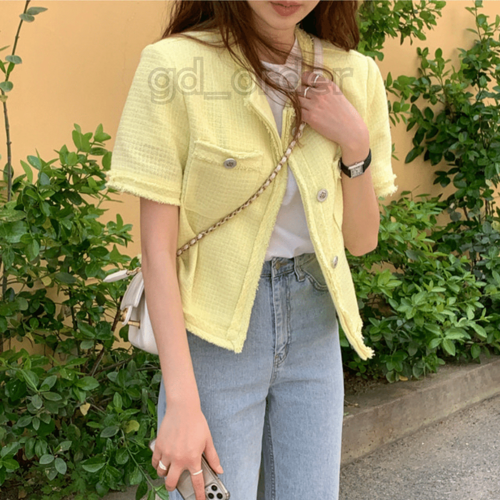 K118|Áo khoác blazer nữ hàn quốc croptop ngắn tay mùa hè thanh lịch đi biển, công sở gd_order