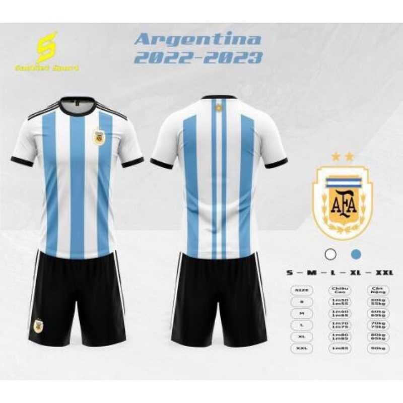Bộ quần áo bóng đá đội tuyển Argentina quần áo đá banh mẫu mới nhất 2023