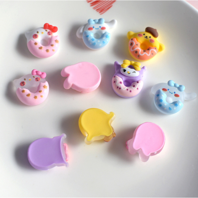Charm donut hình Kuromi, Cinnamoroll trang trí kẹp tóc, dán Jibbitz, vỏ ốp điện thoại, DIY