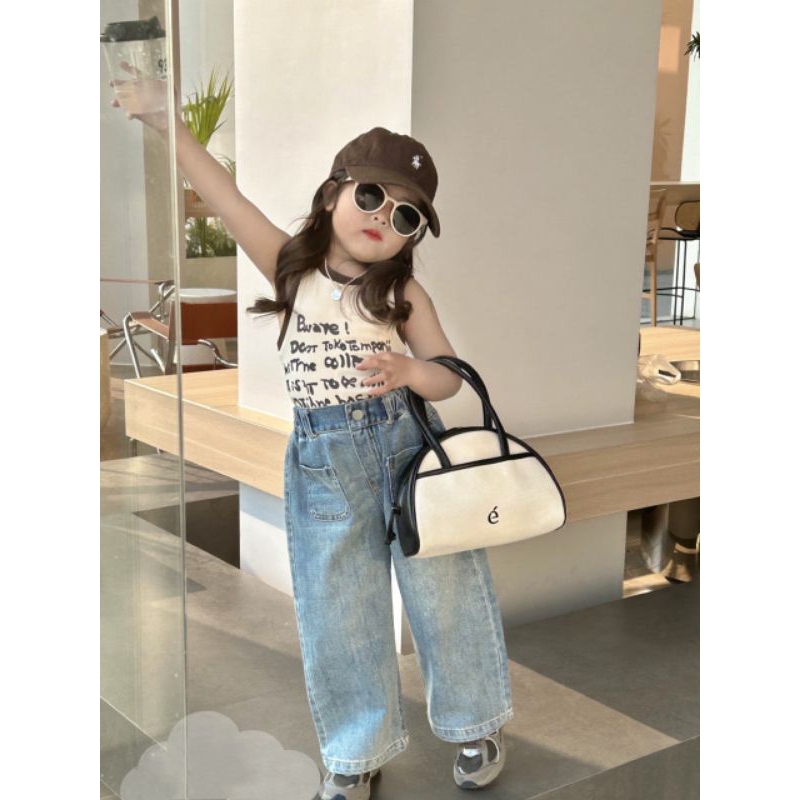 Bộ  áo chữ quần xuông túi cá tính bé gái