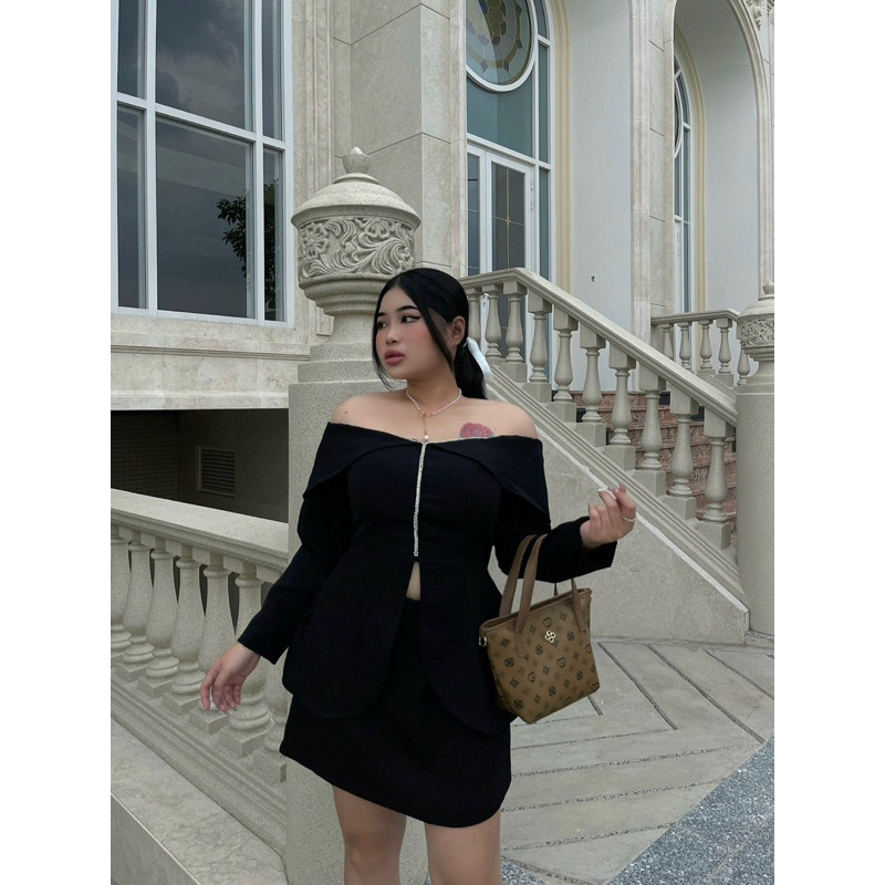 Set áo bẹt vai đính cườm đi tiệc bigsize 55-90kg