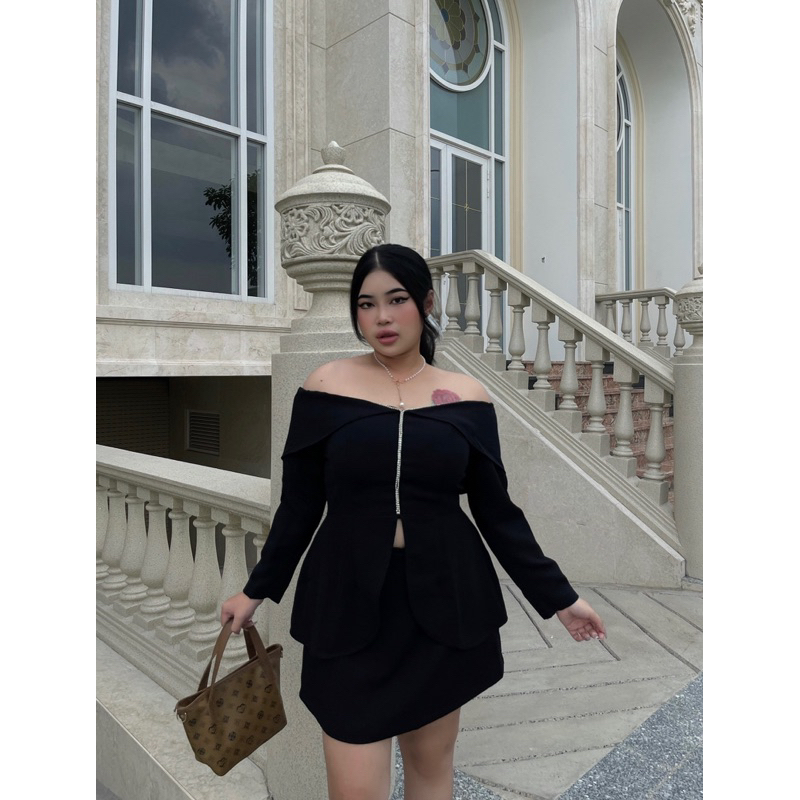 Set áo bẹt vai đính cườm đi tiệc bigsize 55-90kg