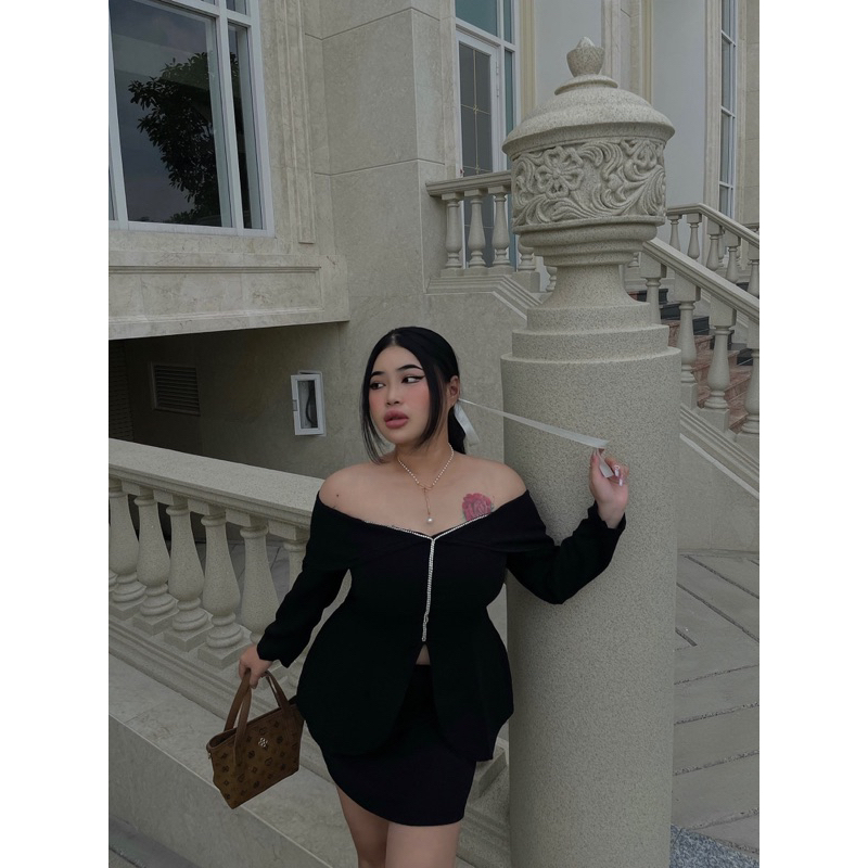 Set áo bẹt vai đính cườm đi tiệc bigsize 55-90kg