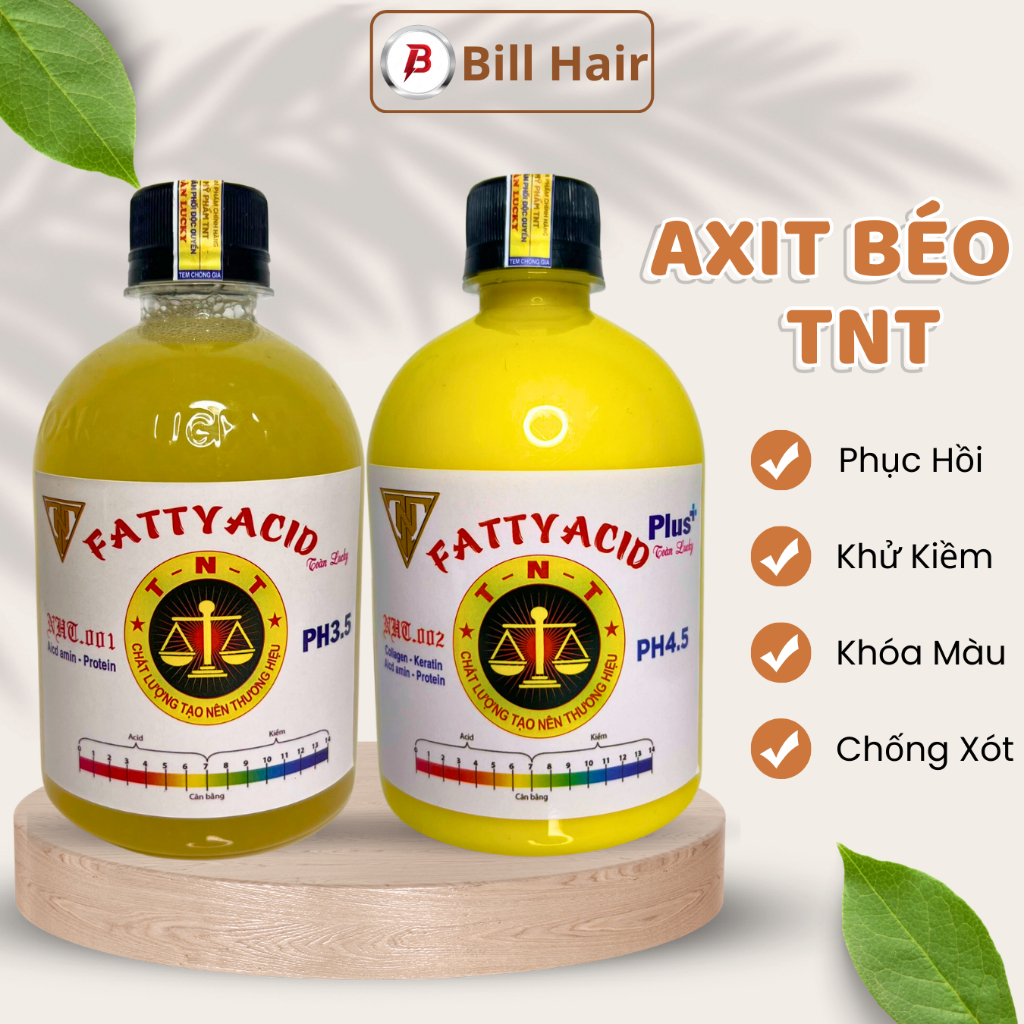 Axit béo TNT và Axit béo TNT Plus khử kiềm tóc, chống xót, khóa màu nhuộm và phục hồi tóc hư tổn | Bill Hair, Billhair