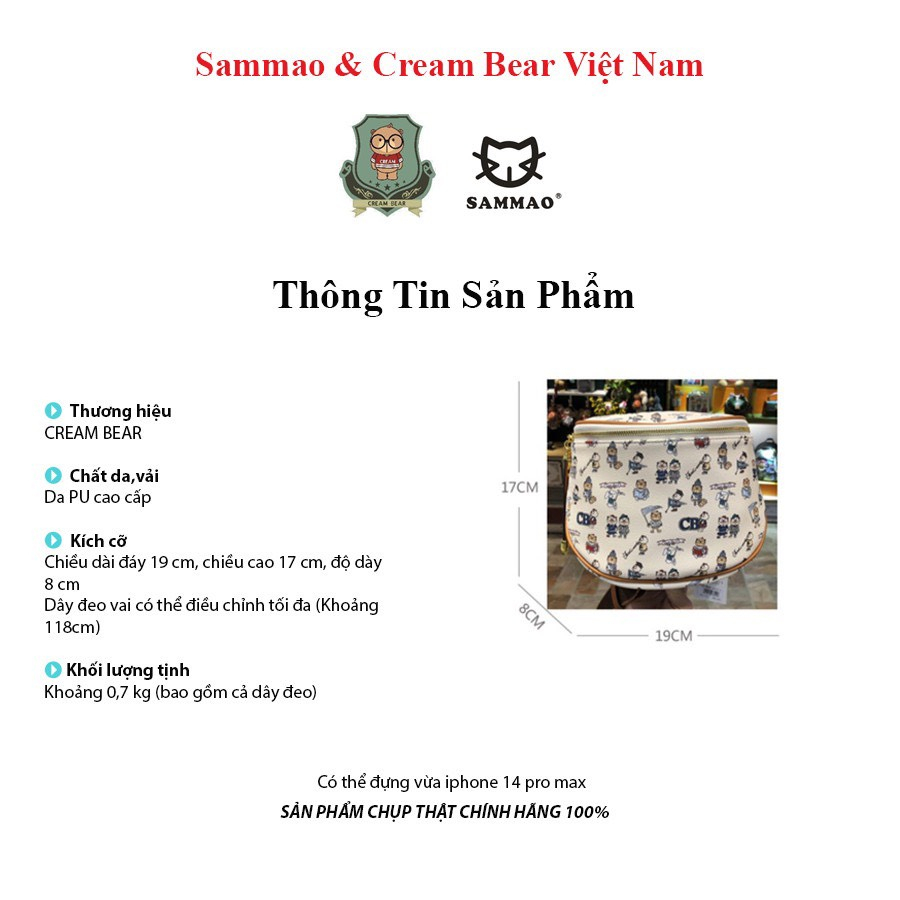 Túi Bao Tử Nam Nữ Thương Hiệu Sammao & Cream Bear Cao Cấp Chính hãng C1245-2