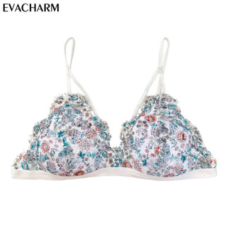 Áo bra Evacharm ren dây không gọng họa tiết hoa xanh, freesize