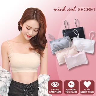 Áo bra nữ quây 2 dây su trơn đệm mỏng mát mịn freesize <49kg