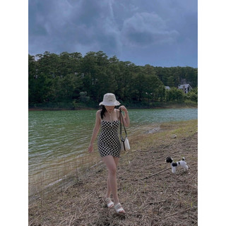 Váy body 2 dây bún caro