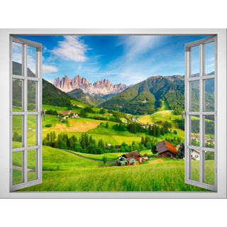 Tranh vải canvas cửa sổ 3D VTC Cảnh đẹp thiên nhiên