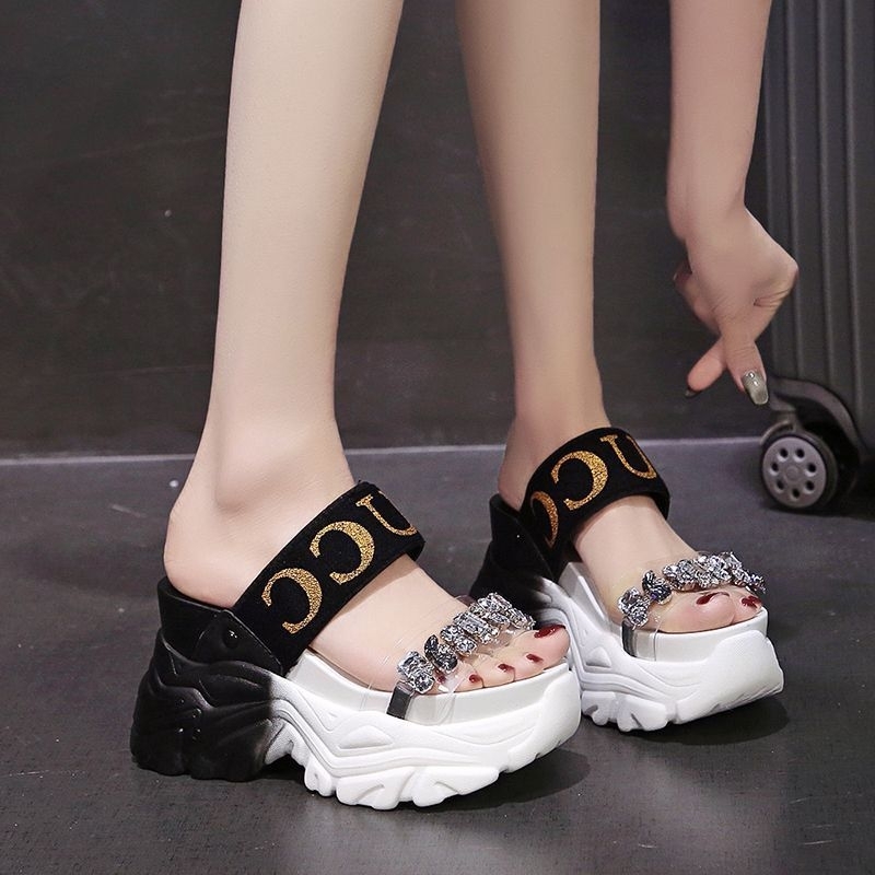 Dép nữ GUCC đính đá siêu xinh đế 9,5 cm