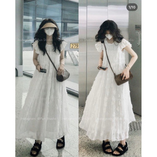 ĐẦM MAXI LÔNG VŨ TAY CÁNH TIÊN (KÈM VIDEO HÌNH THẬT)