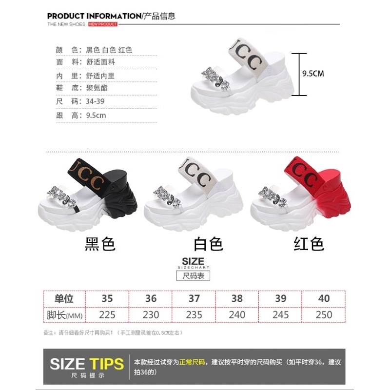 Dép nữ GUCC đính đá siêu xinh đế 9,5 cm